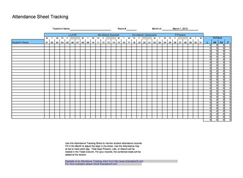 43 Free Printable Attendance Sheet Templates - TemplateLab