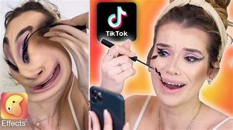 I Tried Doing My MAKEUP Using the TikTok WHIRLPOOL Filter! - YouTube