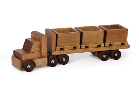 Amish Handmade Wooden Toy Flatbed Truck with Skids from DutchCrafters