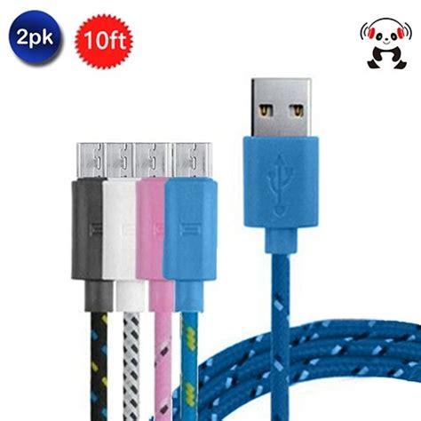 2 PACK: 10FT Micro USB Braided USB Cable