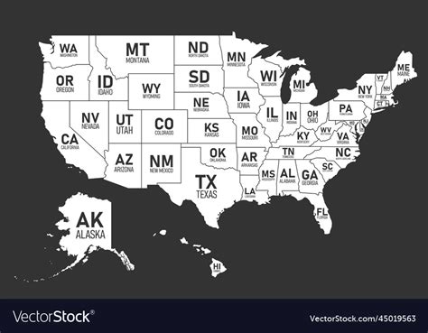 Map of united states america with state names Vector Image