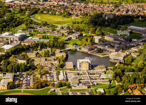 Aerial view of York University campus including the Central Hall and ...