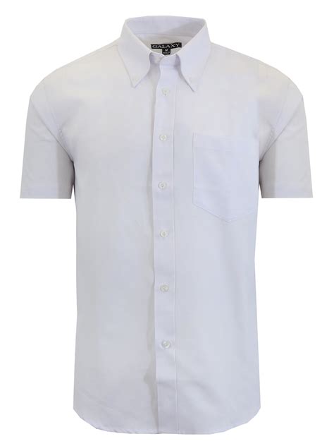 GBH - Mens Short Sleeve Oxford Dress Shirt White Casual Button Down - Walmart.com - Walmart.com