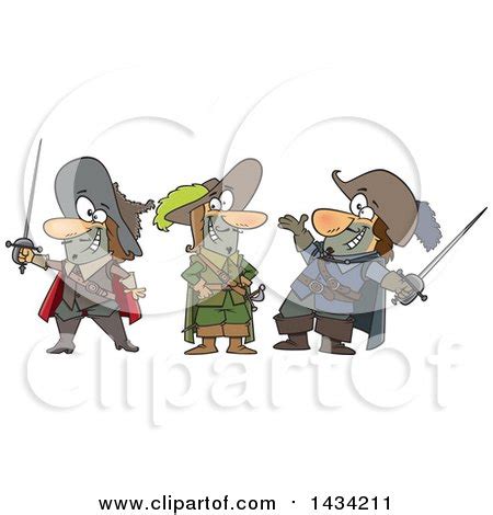 Clipart of a Cartoon Group of the Three Musketeers - Royalty Free ...