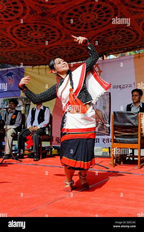 Nepali girl dancer performing traditional Nepal dance called Hijo Rati ...