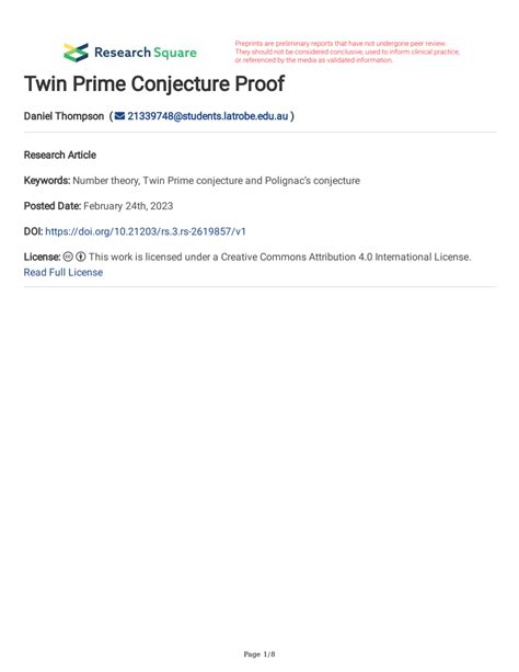 (PDF) Twin Prime Conjecture Proof