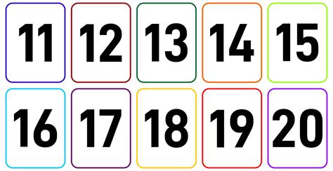 Printable Flashcard Numbers 1-20