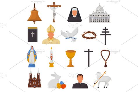 Christian icons vector christianity religion signs and religious ...