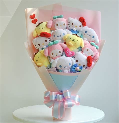 INSTOCK Sanrio Characters Bouquet Hello Kitty My Melody Cinnamoroll Pompompurin Anniversary ...