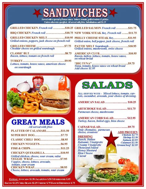 Menu at American Burger restaurant, Monterey, 738 Lighthouse Ave