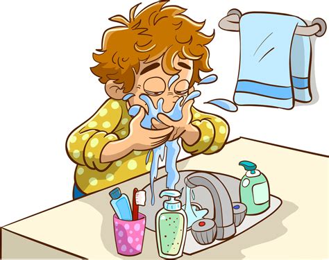 child washing face cartoon vector 21081234 Vector Art at Vecteezy