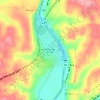 Fort Boonesborough State Park topographic map, elevation, terrain