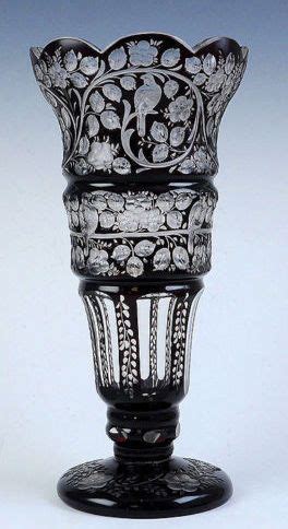 BOHEMIAN PURPLE CUT-TO-CLEAR OVERLAY GLASS VASE. Bohemian Crystal ...