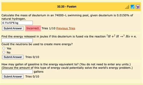 Solved Calculate the mass of deuterium in an 74000-L | Chegg.com