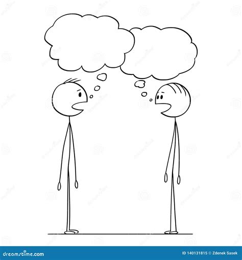 Cartoon of Two Men Conversation with Empty Speech Bubbles Stock Vector ...