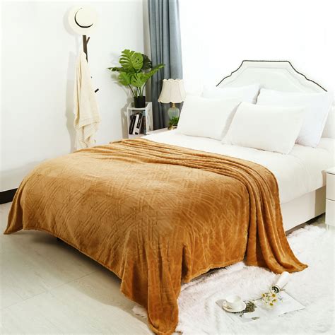 Plush Fleece Blanket Soft Warm Twin Size Flannel Blanket for Bed ,Brown Bedding for Home ...