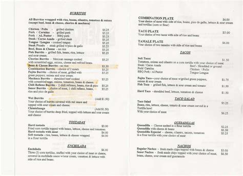 Senor Taco Menu, Menu for Senor Taco, West Linn, West Linn - Urbanspoon ...