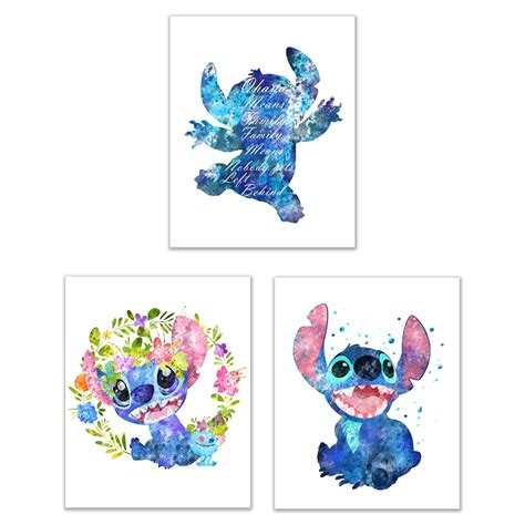 Buy Lilo & Stitch Wall Art - Set of 3 (8 inches x 10 inches) Ohana ...