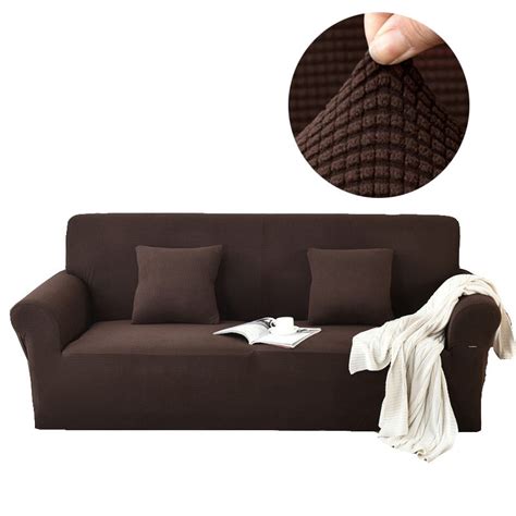 Dark Brown Sofa Covers for Living Room Polar Fleece Sectional-Sofa-Cover Single Double Three ...