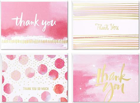 Hallmark Thank You Cards Assortment, Pink and Gold Watercolor (40 Thank ...