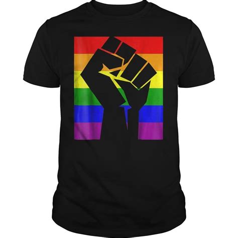 Gay Pride T-Shirt Resist Fist Rainbow Flag LGBTQ TShirts - Reviewshirts Office