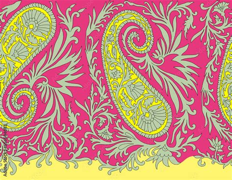 digital colorful traditional paisley border design print Stock Illustration | Adobe Stock