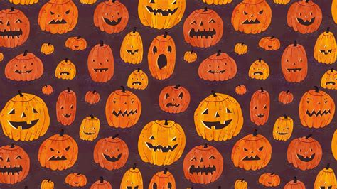 Download Halloween Pumpkins Background Cute Scary | Wallpapers.com