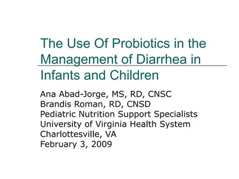 The Use Of Probiotics In The Management Of Diarrhea In Infants And ...