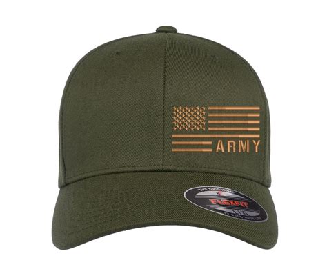 United States Army American Flag Side Embroidered Flexfit Hat Olive ...