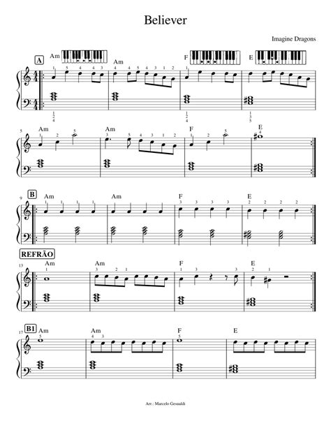 Believer - easy piano version Sheet music for Piano (Solo) | Musescore.com