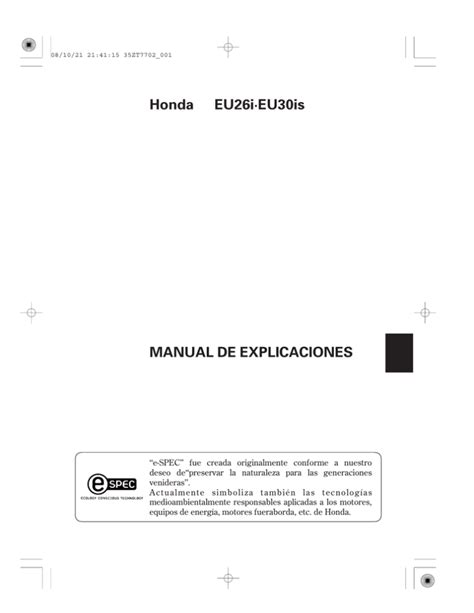 Manual generador Honda EU26I/EU30IS