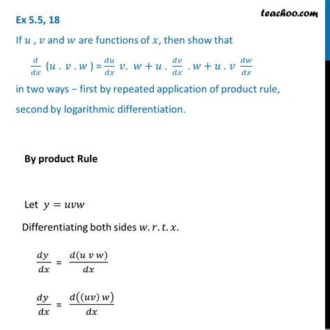 Differentiation Formulas Uv