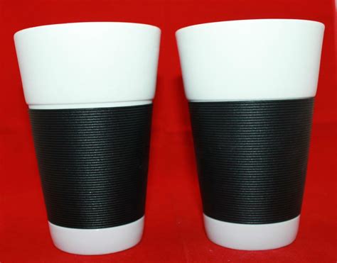 Set of 2 Bodum Canteen Double Wall Porcelain Large Coffee Mug Black ...