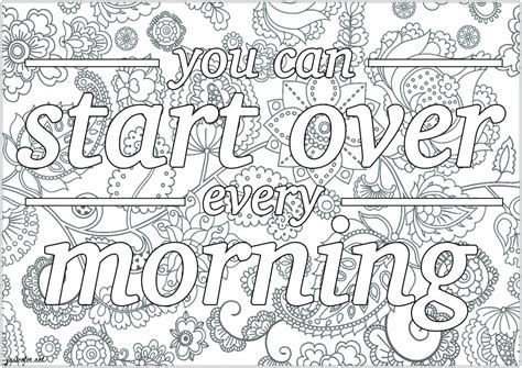 Get This Printable Adult Coloring Pages Quotes Start Over in the Morning