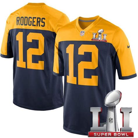 Men's Green Bay Packers #12 Aaron Rodgers Super Bowl LI Navy Alternate ...