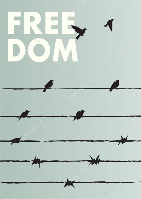 Poster freedom with barbed wire and birds Stock Vector Image by ...