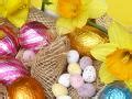 Close-up on easter eggs collected in basket Creative Commons Stock Image