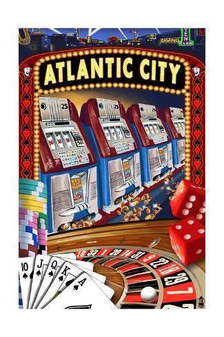 'Atlantic City - Casino Scene' Art Print - Lantern Press | Art.com | Atlantic city casino ...
