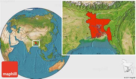 Satellite Location Map of Bangladesh