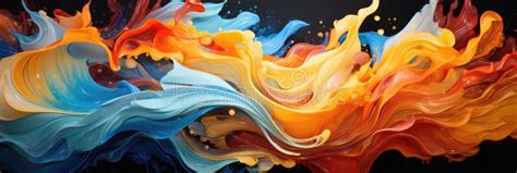 Giros Abstractos De Pintura En Colores Primarios En Negrita Stock de ...