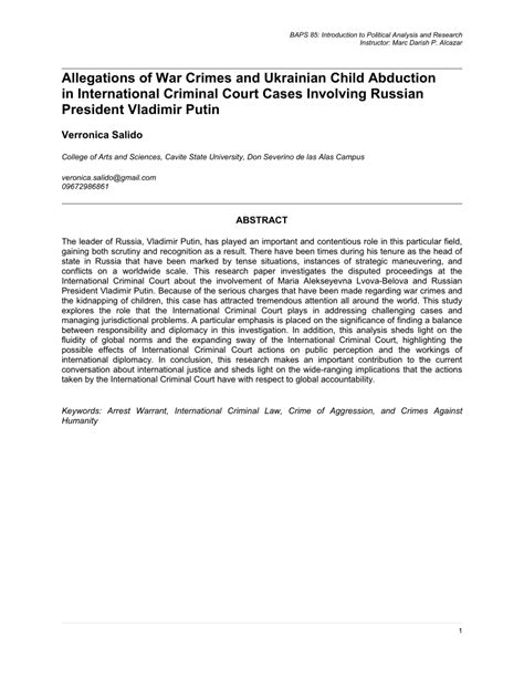 (PDF) Allegations of War Crimes and Ukrainian Child Abduction in International Criminal Court ...