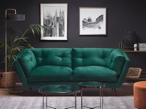 3 Seater Velvet Sofa Green LENVIK | Beliani.cz