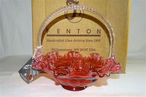VTG Fenton Art Glass 9464 CC Cranberry Thumbprint BASKET 8.75" tall NWOB for sale online | eBay