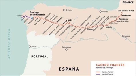 Mapa del Camino de Santiago Francés :: Albergues del Camino de santiago ...