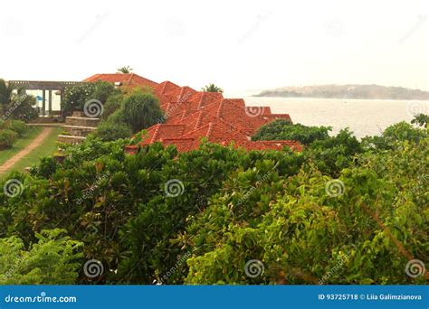 House with Red Roof on the Beach Stock Photo - Image of landscape ...