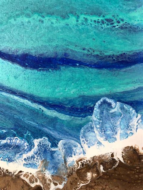 Ocean Acrylic Pour Painting / Beach Painting / Abstract Art / | Etsy ...