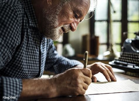 Download premium image of Elderly man writing a letter 105013 | Lettering, Elderly man, Writing ...