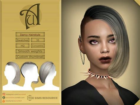 Darcy – Half-Shaved Hairstyle Sims 4 CC Download