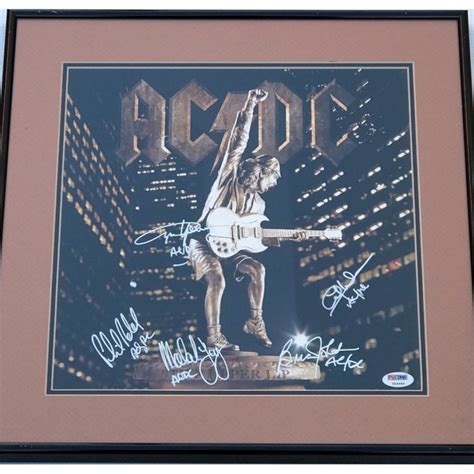 "AC/DC - Stiff Upper Lip" 16x16 Custom Framed Record Cover Signed by (5) with Angus Young ...