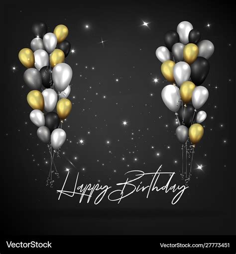 Golden black and silver elegant happy birthday Vector Image